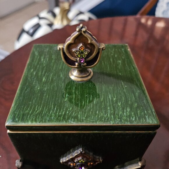 RARE JAY STRONGWATER ARABESQUE DARJEELING DESK OFFICE CRYSTAL TRINKET BOX TRAY - Picture 2 of 12